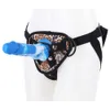 Dildos de brinquedos sexuais F424 Padrão de leopardo de 3 anel de 3 anel para fechar vergonha flor azul vermelho branco misto color líquido sílica gel simulação