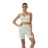 Tute da donna Tute da yoga Completi da allenamento Abbigliamento Donna senza cuciture Set dolci Cinghie Reggiseni sportivi Crop Top Pantaloncini Set Palestra Fitness