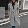 Wełniane mieszanki kobiety Faux Fur długie płaszcze 2023 jesień zima miękka ciepła pluszowa zagęszcza misia Jułki Stylowe eleganckie eleganckie luźne wierzchołek