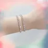 Bangle groothandel 10 2 rijen roze strass armband glanzende kristal meisje dames mode sieraden 2023