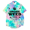 Men's Casual Shirts 3D Printing Smoke Everyday Leaf Hawaiian 2023 Summer Shirt Short Sleeve Streetwear Oversized 4XL Chemise Homme