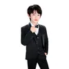 Men's Suits Children's Colorful Bright Silk Three-piece Dress Stage Catwalk Performance Flower Girl Suit Birthday Party Blue