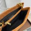 Chain Crossbody Bag Large Capacity Shoulder Bags Fashion Suede Messenger Purse Women Handbags Metal Hardware Hasp Interior Zipper Pocket Travel Totes Purse