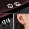 Hoop oorbellen Simple Daisy Flower Round Small Circle for Women Fashion CZ Zirconia Earring Silver Color Metal Sieraden