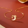 Pendant Necklaces S925 Sterling Silver Natural Hotan Jade Star Moon Rabbit Necklace Female Clavicle Chain