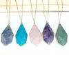 Pendant Necklaces Style 3Pcs/Lot Natural Crystal Jade Sword Cut Rose Amethyst Stone Wrapped Necklace Hanging Ornaments Without Chain