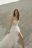 Marzycielskie urody księżniczki A-line sukienki ślubne zmęczone spódnice luksusowe koraliki krawędź boho plaż