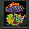 Tapestries Mushroom Psychedelic escence Tapestry Wall Hanging Cloth Bedroom Decor Art Poster Glow Under Ultraviolet Light 230106