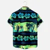 Męskie koszulki męskie moda męska t hawajska tropikalna camicias 3D nadruk przytulny jeden guzik krótki rękaw na plaży ponadgabarytowe ubrania 32