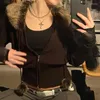 Damesjassen y2k grunge fur gebreide dubbele rits vintage bijgesneden jas vrouwen harajuku esthetische schattige chique jumpers Koreaanse outfits