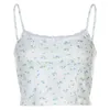 Women's Tanks Women Spaghetti Strap Crop Top Little Floral Print Knit Lace Splicing Camis Vest X4YC