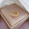 Wedding Rings OIMG Stainless Steel Gold Plated 2023 Romantic Pink Zirconia Luxury Ring Jewelry For Women Trendy Engagement