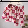 Pajamas Kids Boys Girls Autumn Winter Soft Flannel Sets Cartoon Long Sleeve Lapel Tops with Pants Pyjamas Sleepwear Clothing 230106