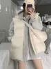 Gilets pour femmes hiver blanc doudoune gilet avec sac Harajuku ample grande poche sans manches veste matelassée rembourrée zippée