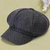 Berets Octagonal Cap Британский стиль мягкий толстый зимний осенний берет Sboy для открытия