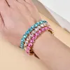 Bedelarmbanden modekwaliteit roze/wit/blauw kristallen kubieke zirkoon voor vrouwen romantische hart bruiloft sieraden