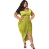Plus Size Dresses Elegant Dress For Women 2023 Summer V Neck Ruffle Clothing Sexy Casual Wholesale Outfit Birthday Evening Party Gowns