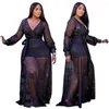 Plus size jurken vrouwen feest elegant mesh zie door dame mode prom avondjurk 2023 herfst tweedelige outfits
