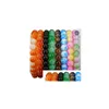 Bracelets De Charme 8Mm Verre Coloré Imitation Agate Femmes Porter Stretch Bracelet Publicité Promotion Petits Cadeaux Mélange Aléatoire Couleur Dro Dh9Jh