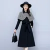 Dameswol Blends Fashion Plaid Shawl Cashmere Coat in Winter 2023 vrouwen