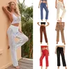 Women's Pants Women Beach Sexy High Waist Trousers Crochet See-through Bikini Cover Up Hollow Out Knitted Bodycon Party Bottom 2023