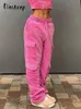 Spodnie damskie S Weekeep Kawaii Pink Cargo Y2K Śliczne aksamitne jesień zima niska dresowe paty do workowate kieszonkowe kobiety jogging 230105