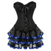 Bustiers Corsets Sexy Dentelle Robe Corset Plus La Taille Fermeture Éclair Latérale Blouses Florales Brocart Surbuste Jupe Ensemble Tutu Corselet