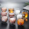 Hip Flasks Cartoon Double Layer Borosilicate Glass Mug Bear Cup Milk Household Water S 230105