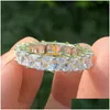 خواتم الزفاف Choucong العلامة التجارية فريدة من نوعها المجوهرات 925 Sterling Sier Princess Cut White Topaz Cz Gemstones Edernity Women E DHVQB