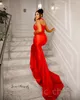 2023 Arabic Aso Ebi Mermaid Red Prom Dresses Beaded Pearls Evening Formal Party Second Reception Birthday Engagement Bridesmaid Gowns Dress ZJ404