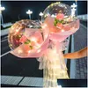 Party Decoration Colorf Luminous Balloon Rose Bouquet Transparent Bobo Ball Valentines Day Gift Birthday Wedding Balloons Drop Deliv Dhdnu