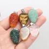 Pendant Necklaces 5pcs/lot Natural Stone Skull Mix Color Agates Charms For DIY Jewerly Necklace Making 26x32mm