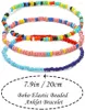 Bracelets de cheville femmes Boho fait à la main perlé extensible perles de rocaille Bracelets de cheville Bracelet de perles de verre été Surf bijoux étanches