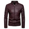 Hommes Vestes Printemps Et Hiver Manteau Veste Couleur Unie À Manches Longues Col Montant Fermeture Éclair En Cuir Doux Pour Hommes