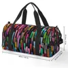 Outdoor Bags Abstract Geometry Sports Bag Watercolor Stripes Print Luggage Gym Large Male Female Fitness Handbags