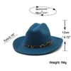 Berets Black/Blue Wide Brim Simple Top Hat Panama Solid Fed Fedoras для мужчин Женщины искусственная шерстяная смесь джазовая шапка