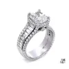 Wedding Rings Choucong Unique Luxury Jewelry 925 Sterling Sier Cushion Shape White Topaz Cz Diamond Gemstones Eternity Party Women E Dhcsa