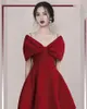 Casual jurken mode v-hals vrouwen boog spaghetti riem rode jurk zomer hoge taille elegante solide kleur sexy backless feestvestidos