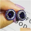 Stud Choucong Brand Earrings Luxury Jewelry 925 Sterling Sier Oval Cut Blue Sapphire Cz Diamond GemStones L￶fte kvinnor Engagemang B DHDN7