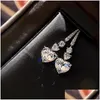 Bruiloft sieraden sets choucong merk set luxe verbluffende hartvorm witte topaz cz diamant edelstenen eeuwigheid earring dames c dhan1