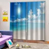 Curtain Customized Size Luxury Blackout 3D Window Curtains Blue Sky Beach S