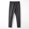Herrkräkter Summer Thin Striped Suit Pants Men Slim Grey Black Dress Business Formal Trousers for Man 2023 Korea Style Clothing