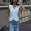 Gilets femme gilet femme blanc Vintage outillage gilet élégant OL col en V simple boutonnage formel affaires mariage