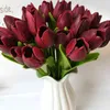 Fleurs décoratives 10pcs / ensemble Artificiel Tulip Home Wedding Party Table Bouquet Gift Pographe Prop Fake Flower Decoration