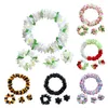 Fiori decorativi 1 set ghirlande hawaiane per feste in spiaggia Hula costume collana bracciali ghirlanda per matrimonio tropicale compleanno abito favore