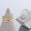 Clusterringen Sparkling zirkonen verlovingsring voor vrouwen mode eenvoudige dubbellaags golf geometrische bruiloftsfeestje sieraden geschenken