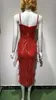 Casual klänningar 2023 Kvinnor av högsta kvalitet Spaghetti Rem elegant röd sexig klänning riktig fjäderkväll