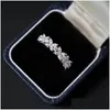 Bröllopsringar Simple Fashion Jewelry Handmade 925 Sterling Sier Marquise Cut White Topaz Cz Diamond Gemstones Women Bridal Ring Gift DHRR5