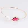 Bangle Miasol Trendy Designer Simple Crystal and Pearl Golden Justerable Fashion Women Girls Party Bracciale Bracelets smycken