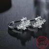 Hoopörhängen 925 Sterling Silver Heart Zircon for Women Lady Gift Fashion Charm Engagement Wedding Jewelry